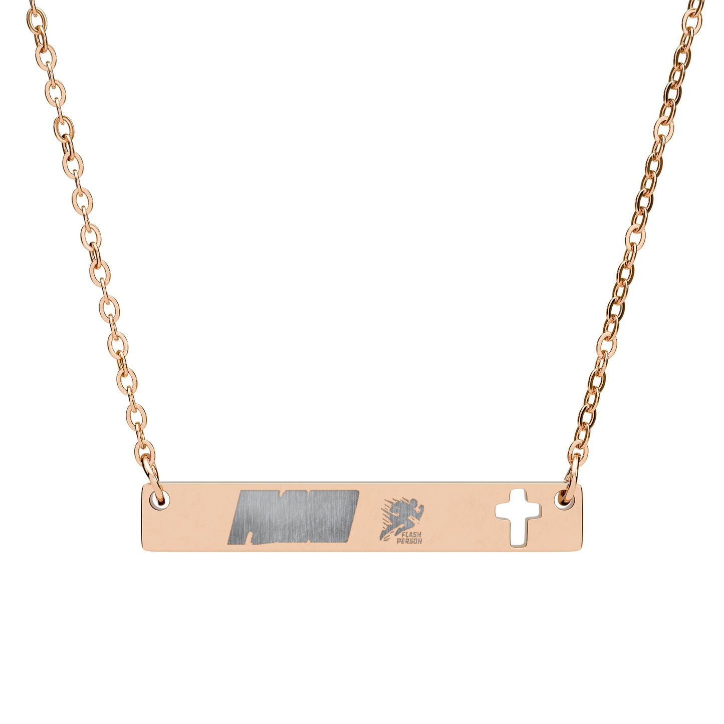 Cutout Cross Bar Necklace (Engraving) Flash