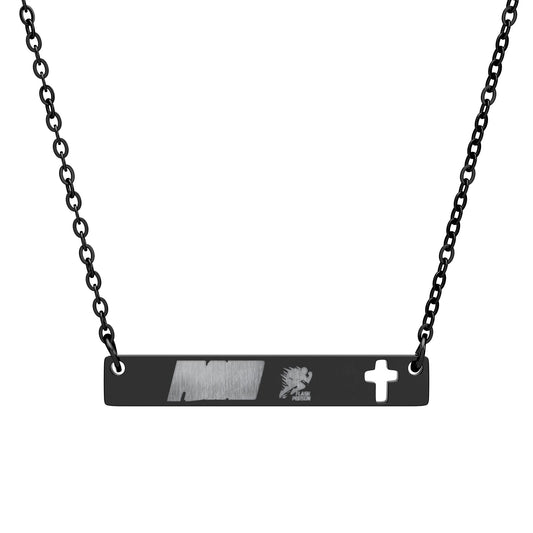 Cutout Cross Bar Necklace (Engraving) Flash