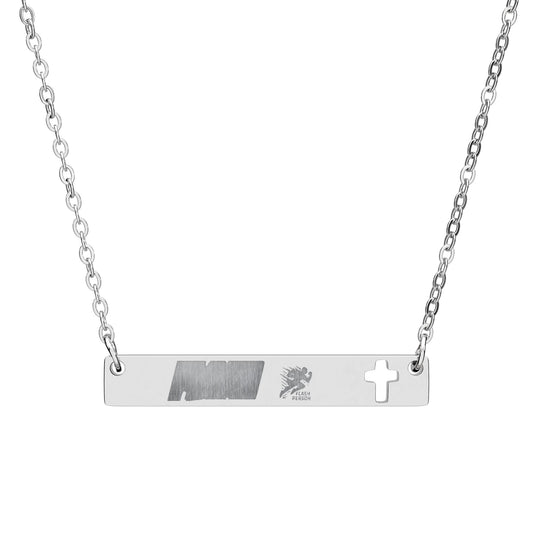 Cutout Cross Bar Necklace (Engraving) Flash